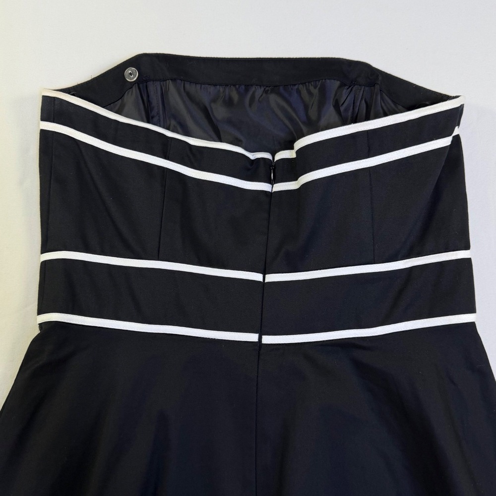 White House Black Market Strapless Black White Striped Fit Flare Dress Size 8‎ - Picture 5 of 10